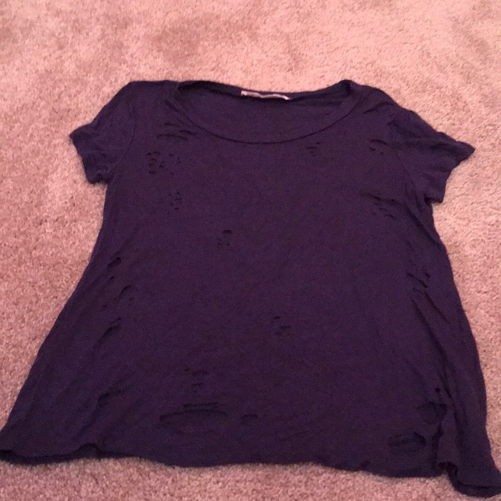 Blue t shirt w/ intentional rips